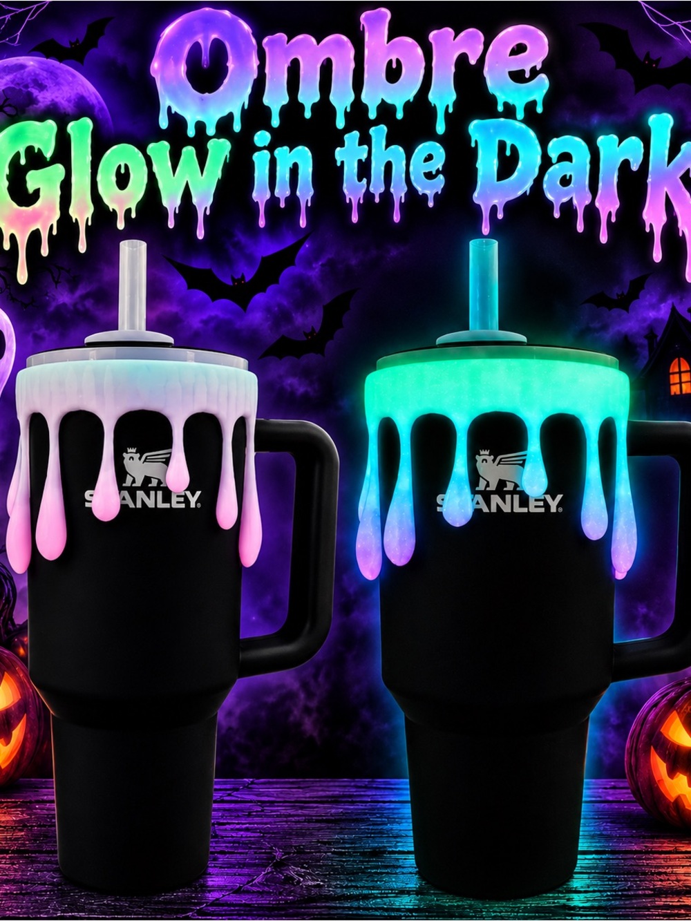 Stanley Glow Ombre Drip Cup Lids — Pink & Teal